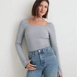 Madewell Ribbed Square-Neck Long-Sleeve Tee
